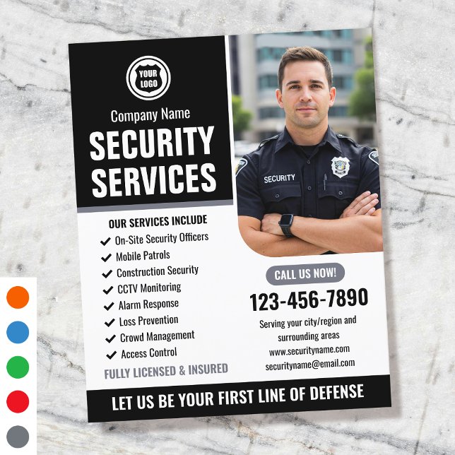 Security Guard Services Company Logo Grey Custom Flyer (Creator Uploaded)