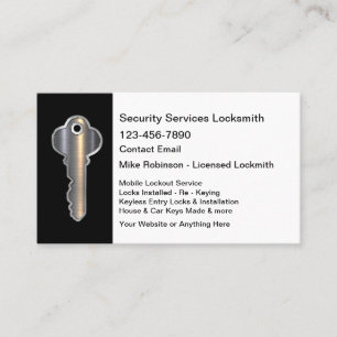 Security Locksmith Metallic House Key Theme Business Card
