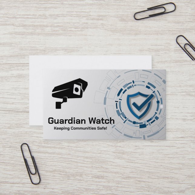 Security Logo | Technology Background Business Card (Front/Back In Situ)