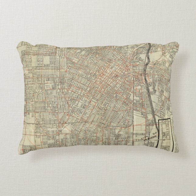 Security map and Street Railways in Los Angeles Decorative Cushion (Front)