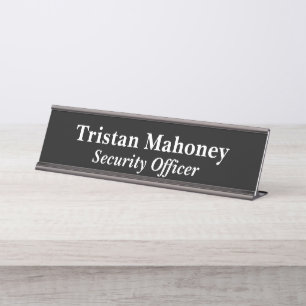 Security Officer Black Desk Name Plate