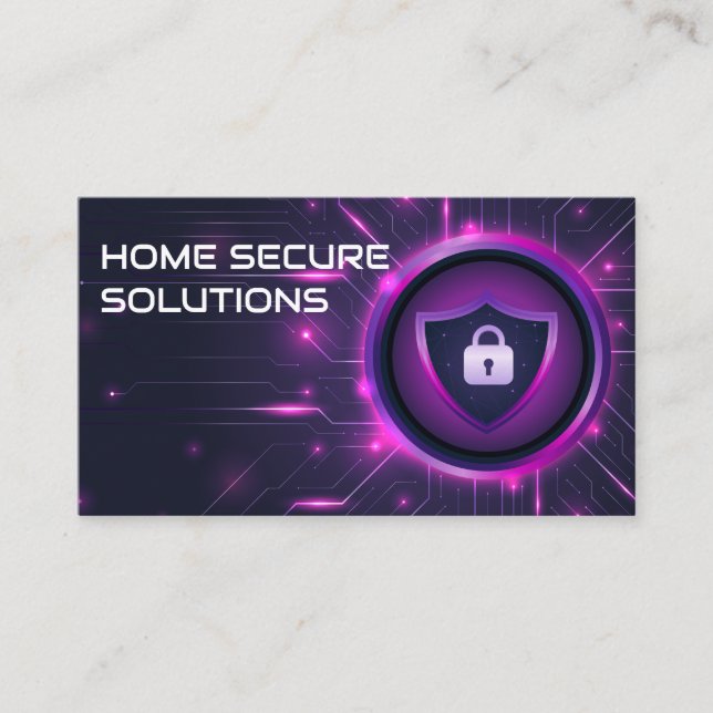 Security Pad Lock Shield | Tech Background Business Card (Front)