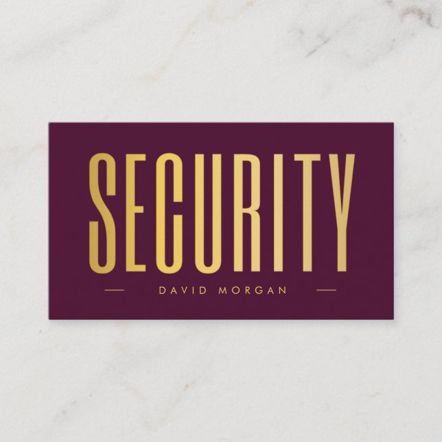 Security QR Code Logo Burgundy And Gold  Business Card (Front)