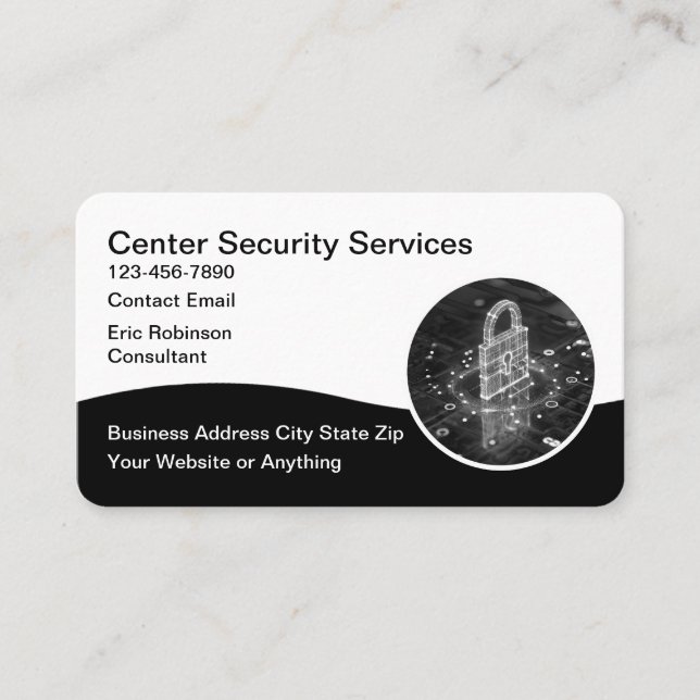 Security Services Modern Simple Business Card (Front)