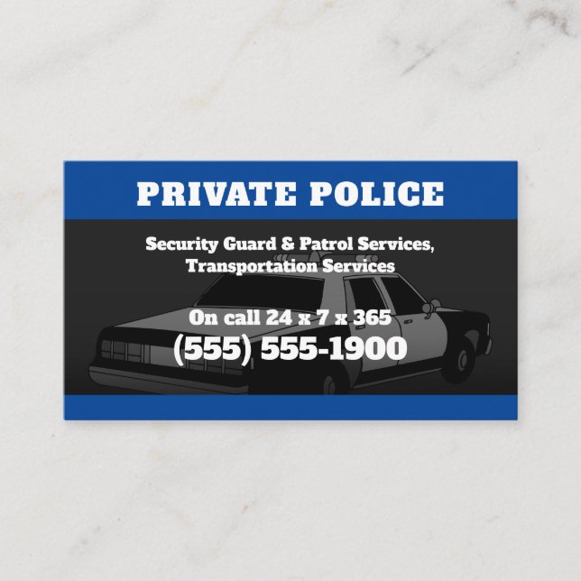 Security Services | Private police Business Card (Front)