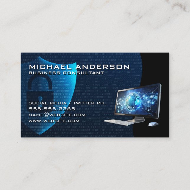 Security Shield Graphics | Computer Tech Logo Business Card (Front)