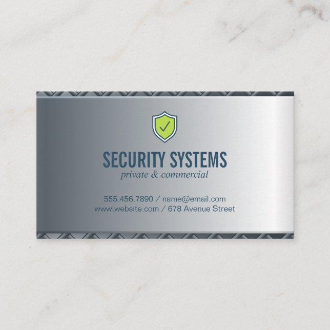 Security Shield | Metallic Background Business Card (Front)