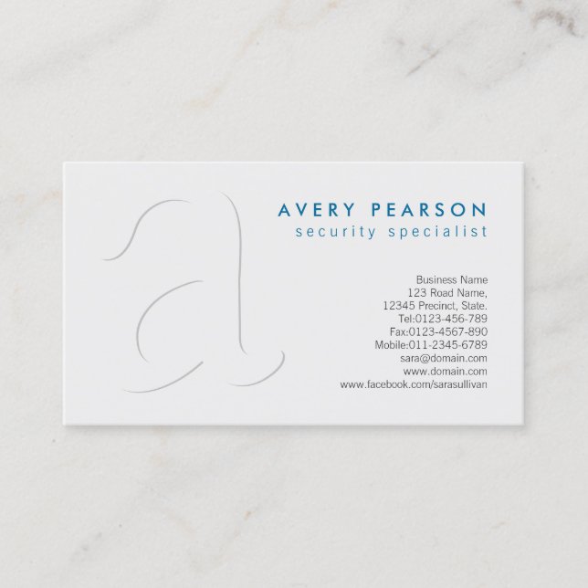 Security Specialist Shadow Monogram Business Card (Front)