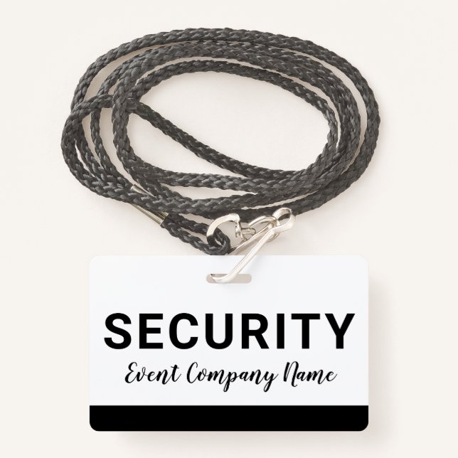 Security Staff Company Name Badge ID Badge (Front with Lanyard)