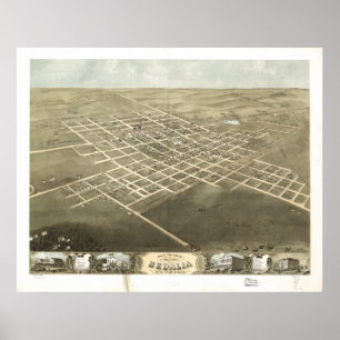Sedalia Missouri 1869 Antique Panoramic Map Poster