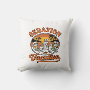 Sedation Vacation Retro Dental Humour Shirt Design Cushion