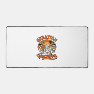 Sedation Vacation Retro Dental Humour Shirt Design Desk Mat