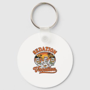 Sedation Vacation Retro Dental Humour Shirt Design Key Ring