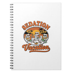 Sedation Vacation Retro Dental Humour Shirt Design Notebook