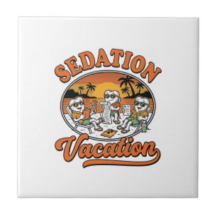 Sedation Vacation Retro Dental Humour Shirt Design Tile