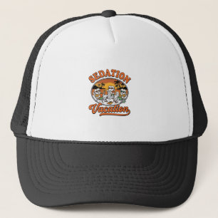 Sedation Vacation Retro Dental Humour Shirt Design Trucker Hat