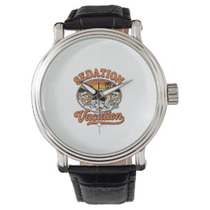Sedation Vacation Retro Dental Humour Shirt Design Watch