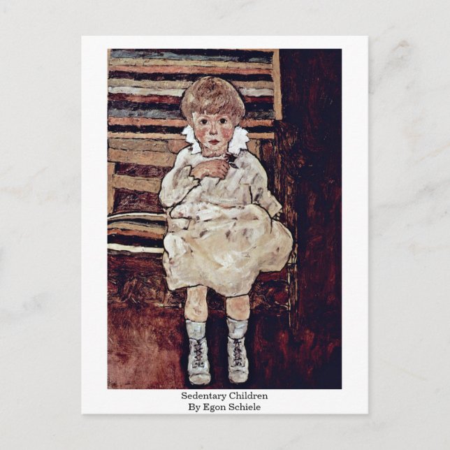 Sedentary Children By Egon Schiele Postcard (Front)