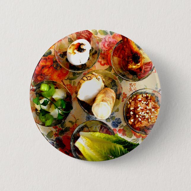 Seder Plate 6 Cm Round Badge (Front)
