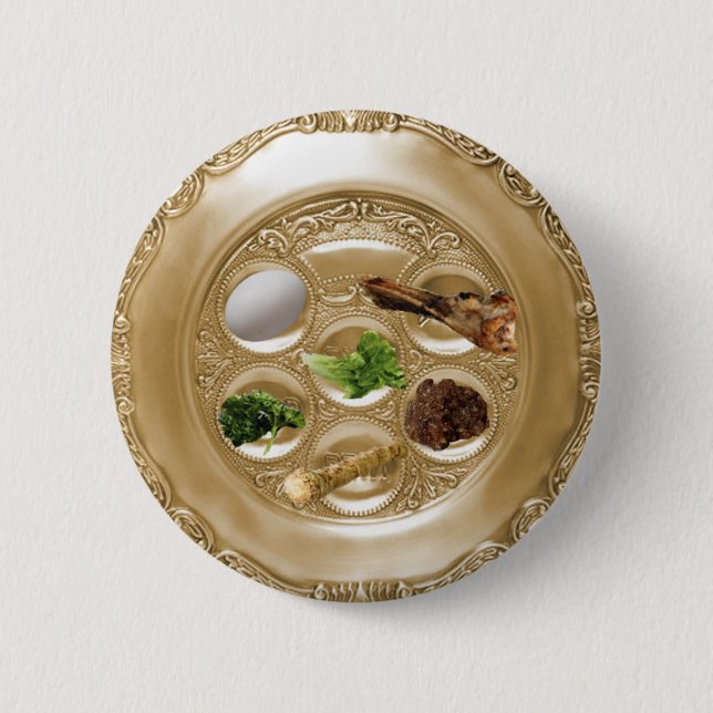 Seder Plate 6 Cm Round Badge (Front)