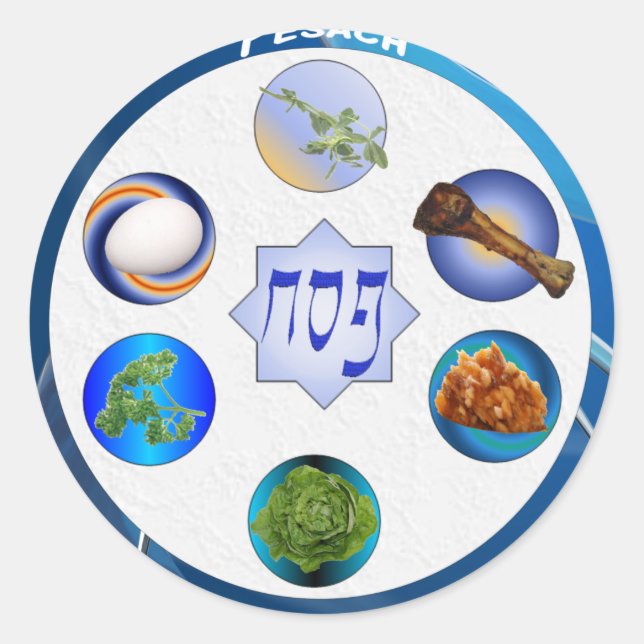 Seder Plate Classic Round Sticker (Front)