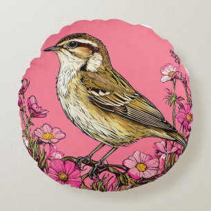 Sedge warbler bird Wildlife Songbird Decorative Round Cushion