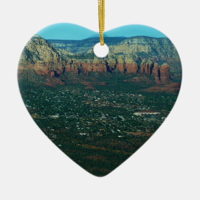 Sedona and Coffee Pot Rock from Above Ceramic Tree Decoration (Front)