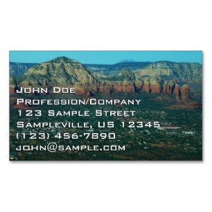 Sedona and Coffee Pot Rock from Above Magnetic Business Card