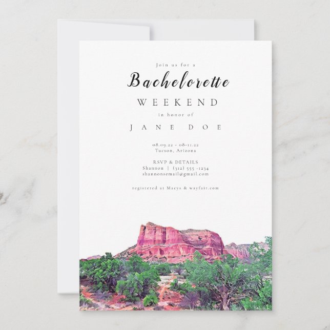 Sedona Arizona Bachelorette Party Invitation (Front)