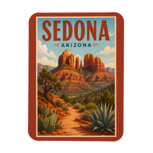 Sedona Arizona Cathedral Rock Illustration Travel Magnet