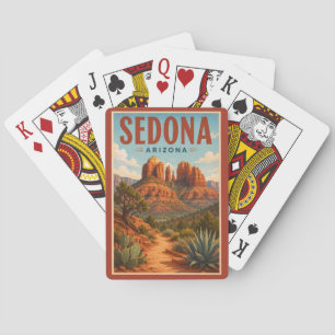 Sedona Arizona Cathedral Rock Illustration Travel Playing Cards