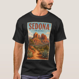 Sedona Arizona Cathedral Rock Illustration Travel T-Shirt