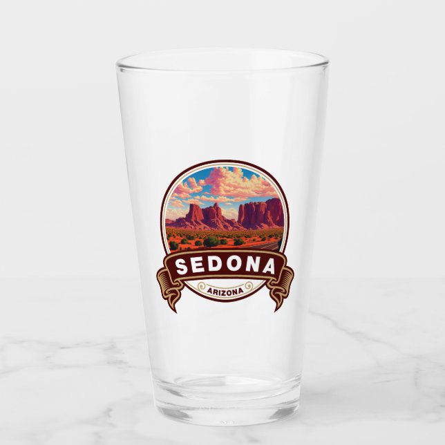 Sedona Arizona Colourful Travel Badge Glass (Front)