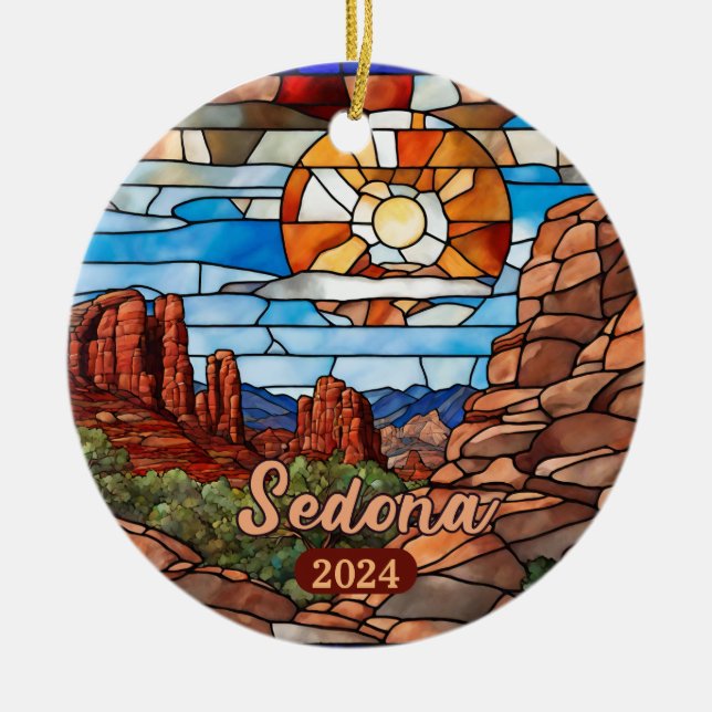 Sedona Arizona Desert Ceramic Tree Decoration (Front)