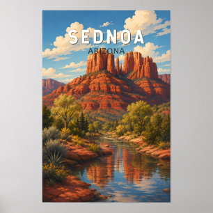 Sedona Arizona Illustration Travel Art Vintage Poster