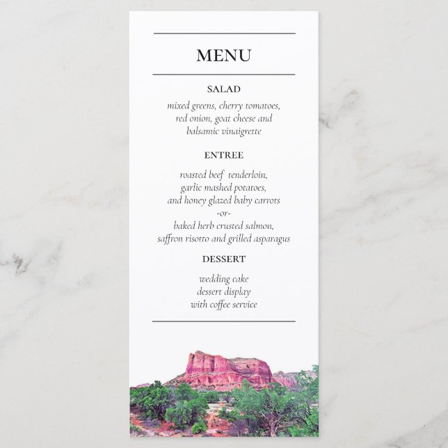 Sedona Arizona Painted Mountains Reception Menu (Front)