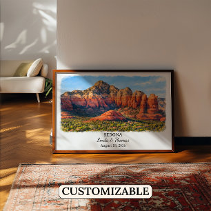 Sedona Arizona Poster, Watercolor, Custom Poster