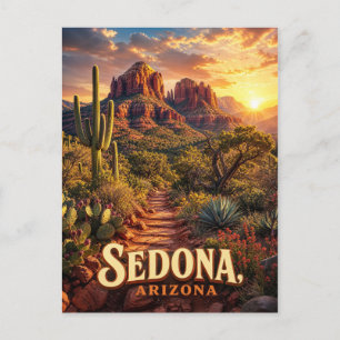 Sedona Arizona Sunset Red Rock Desert Travel Holiday Postcard