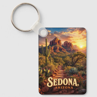 Sedona Arizona Sunset Red Rock Desert Travel Key Ring