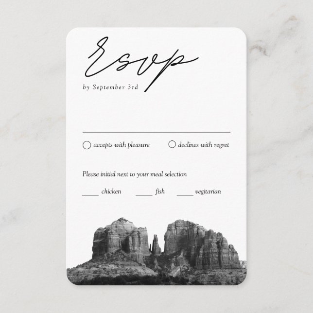 Sedona Arizona Traditional RSVP Meal Option Enclosure Card (Front)