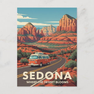Sedona Arizona Travel Vintage Retro Postcard