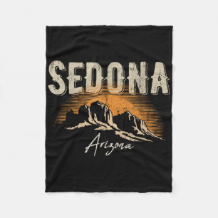 Sedona Arizona Vintage Mountains Sunset Hiking Des Fleece Blanket