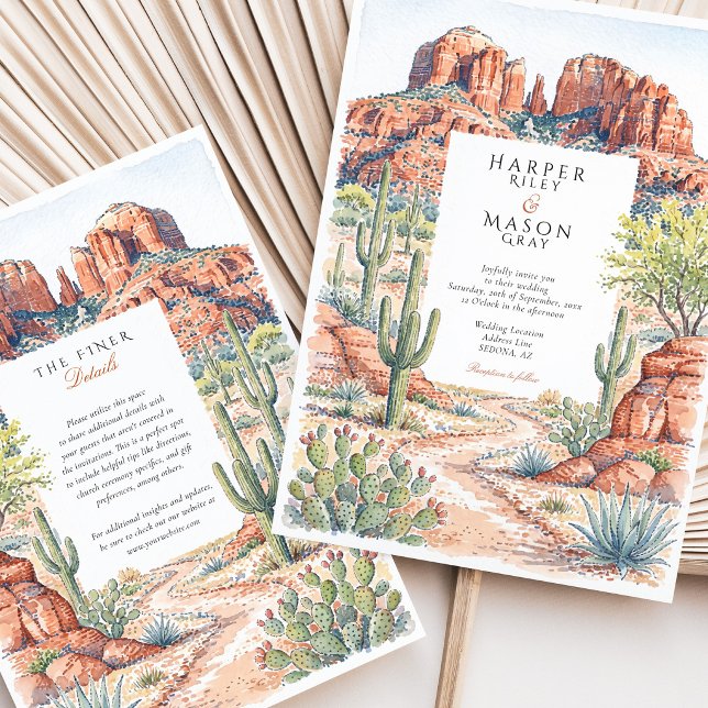 Sedona Arizona Watercolor Desert Wedding Invitation (Creator Uploaded)