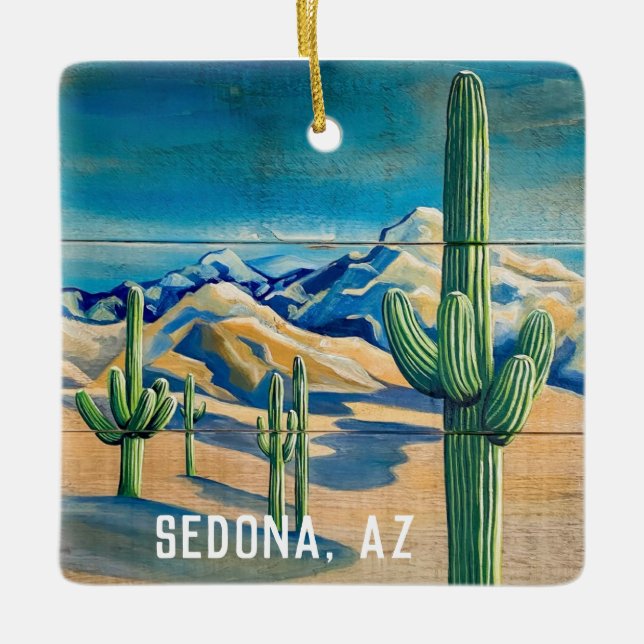 Sedona, AZ Desert Christmas  Ceramic Ornament (Front)
