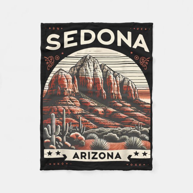 Sedona Az Hiking Outdoors Mountain Sedona Usa Retr Fleece Blanket (Front)