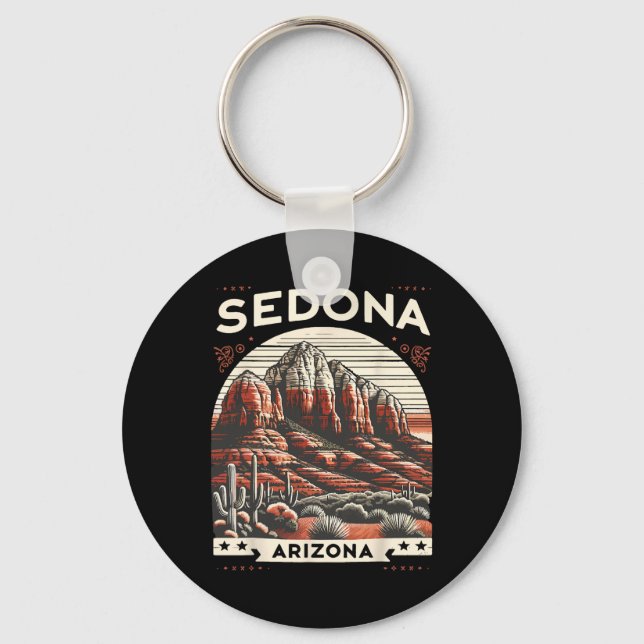 Sedona Az Hiking Outdoors Mountain Sedona Usa Retr Key Ring (Front)