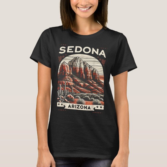 Sedona Az Hiking Outdoors Mountain Sedona Usa Retr T-Shirt (Front)