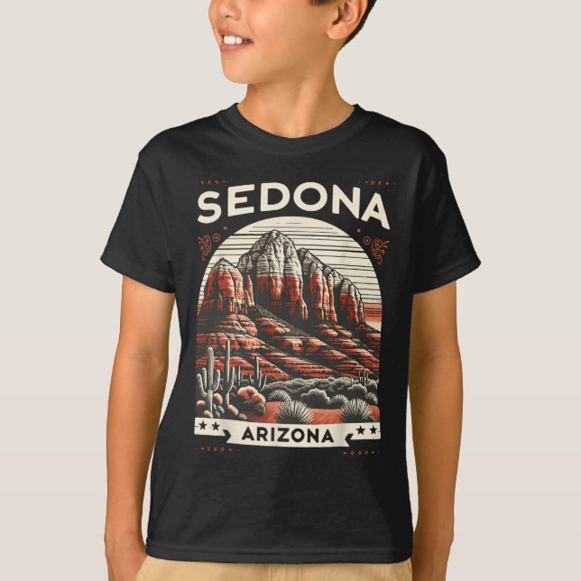 Sedona Az Hiking Outdoors Mountain Sedona Usa Retr T-Shirt (Front)