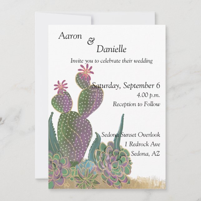 Sedona Cactus Flower Invitation (Front)