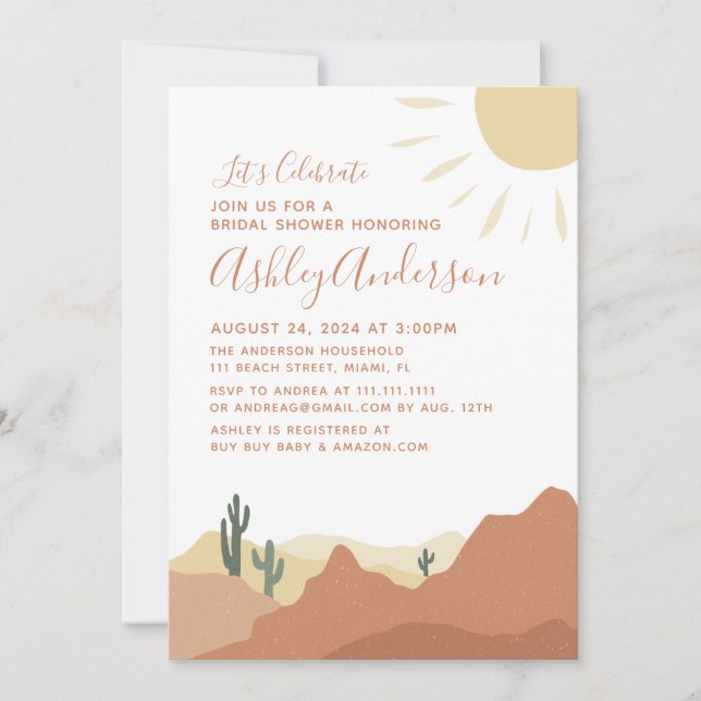 Sedona, Desert, Bridal Shower Invitation (Front)